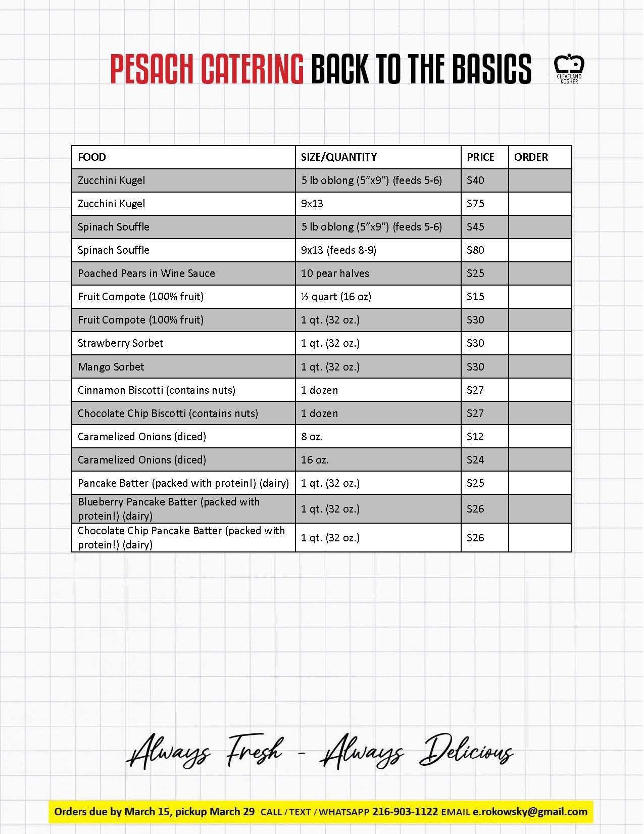Passover Menu Page 3
